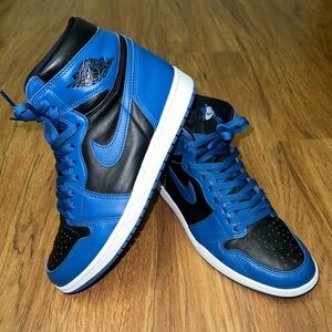 Nike Air Jordan 1 Mens 555088-404 Dark Marina Blue Basketball Sneakers Sz 10 EUC